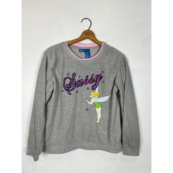 Disney Sweaters - Y2K Sassy Tinkerbell Disney Fleece Pullover size L
